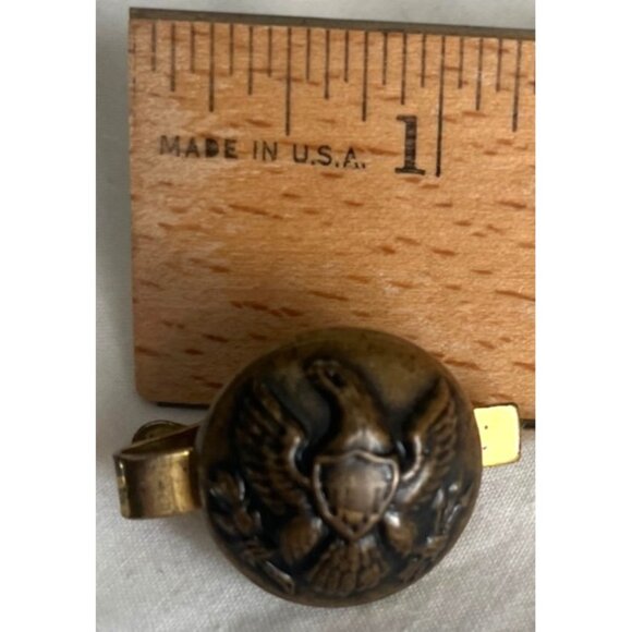 Eagle Waterbury Button Tie Bar Collar Clip Pin Raised Relief Vintage Militaria - Picture 7 of 7